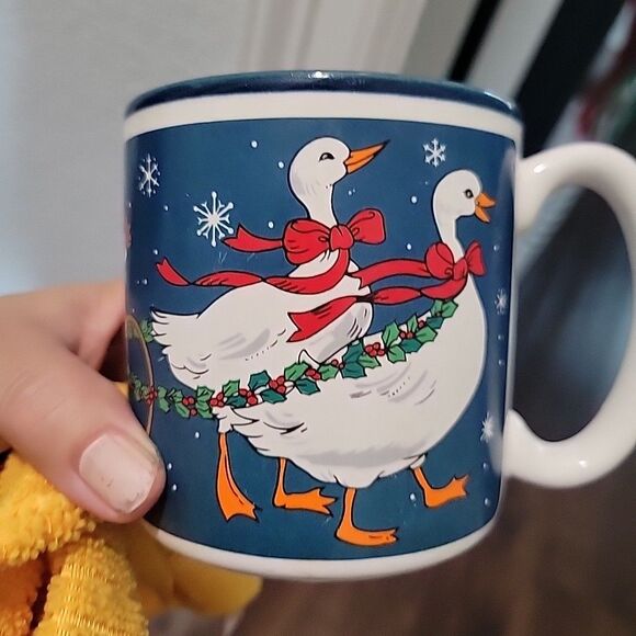 Vintage Christmas Geese Sleigh Gift Mug Cup Potpourri Press 1987 Cottage Grandma - Picture 11 of 12